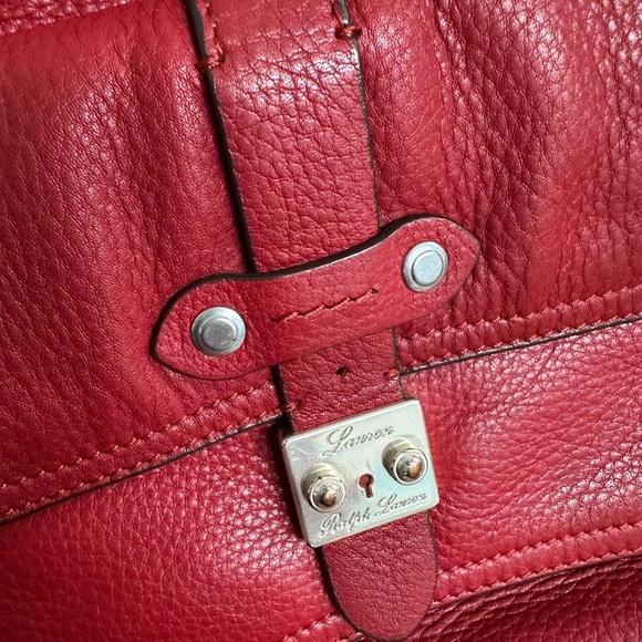 Ralph Lauren Red Leather Satchel Handbag - Women's Stylish Shoulder Bag - Picture 13 of 13